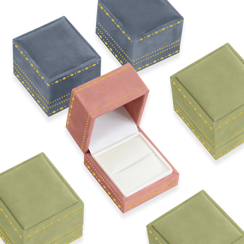 Thickened Right-Angle Convex Edge Printed Jewelry Box, Fashionable Pearl Jewelry Box, Exquisite Jewelry Box, Ring Box, Earring Box