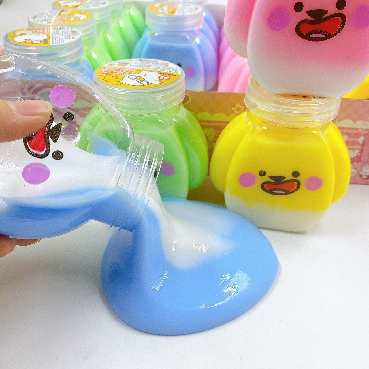 Pegamento espumoso de pingüino de dibujos animados, abrazo de leche, agua falsa, limo, color, doble pelea, juguetes para niños, descompresión al por mayor
