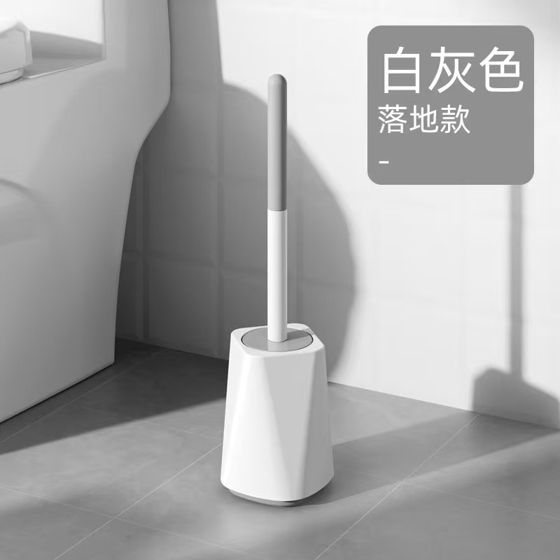 Nuevo cepillo de inodoro de silicona sin ángulo muerto de alto nivel con base colgante de pared tipo conjunto de almacenamiento alargado inodoro transfronterizo