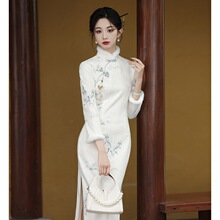 新中式改良旗袍新款连衣裙女长袖冬季加绒冬天长款气质女装秋冬款