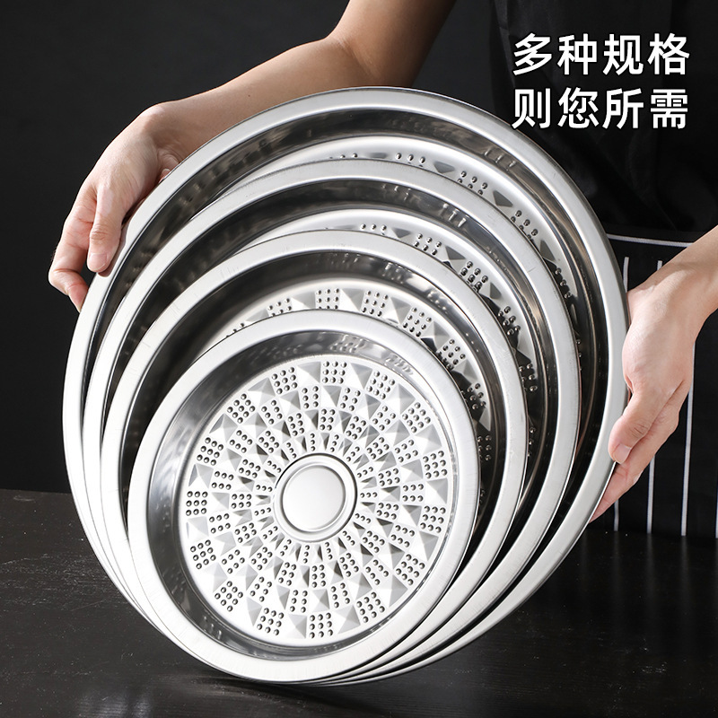 Wow Customized Export Export Disc Cover Basin Thai Embossed Set Basin Decorative Fruit Plate Printed Tribute Plate Stainless Steel