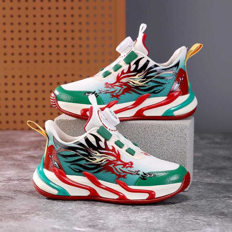 Zapatos para niños otoño 2025 nuevos zapatos deportivos para niños botón giratorio para correr zapatos de papá para niños