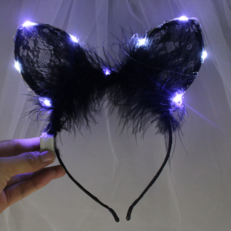 Luminoso Fox diadema Fox felpa Orejas de conejo orejas de gato horquilla bar concierto puesto diadema luminosa