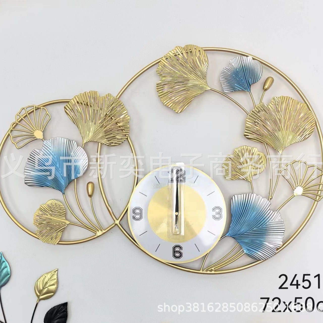 Wrought Iron Wall Decoration Wall Hanging Metal Craft Wall Clock Decoration Mute Movement Cross-border E-commerce Foreign Trade Wholesale Factory Outlet