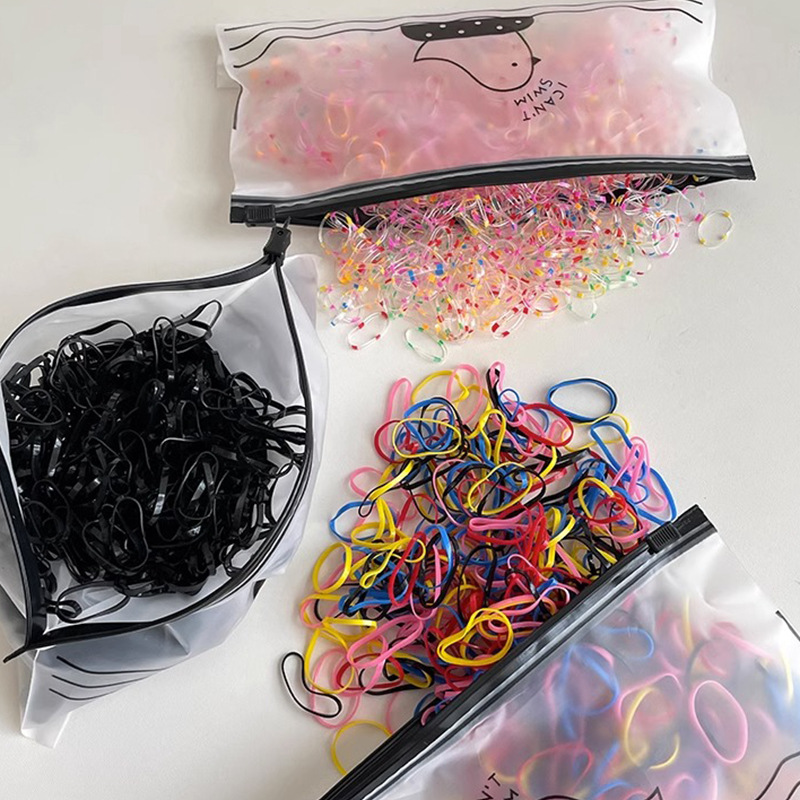 Banda de goma negra elástica alta Cubierta de cuero desechable para mujer trenza de verano banda de pelo grueso no daña el cabello cuerda de pelo accesorios para el cabello