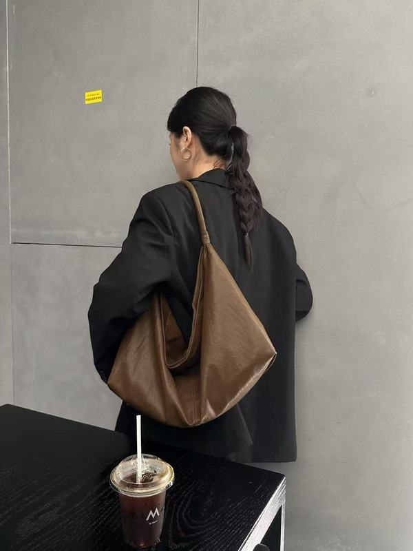 大容量慵懒极简风托特包包女时尚百搭通勤包油蜡皮单肩斜挎包大包|undefined