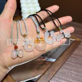 天然玛瑙高冰猫耳朵挂件可爱萌宠一口糖玉髓猫圈骨头吊坠毛衣链