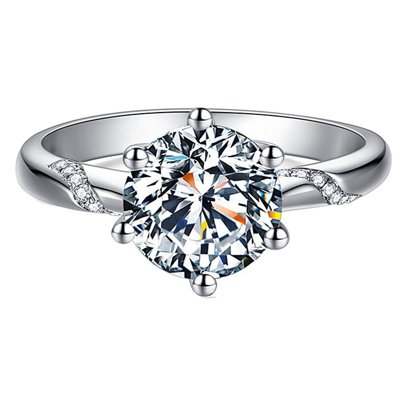 Cross-Border fast hand Red Book Net Red live simulation moissanite ring female 1 karat six claw wedding ring factory wholesale