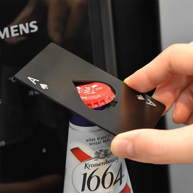 Cartes de juego abre botellas espadas A abre botellas de cerveza de acero inoxidable abre botellas de tarjeta de crédito personalidad creativa abre botellas