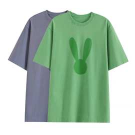 现货 2024夏季新品宽松气泡兔头兔子印花圆领短袖T恤女5O5115470