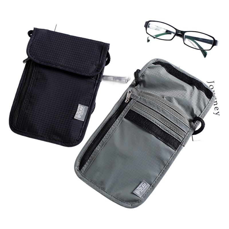 Anti-RFID ID bolsa anti-robo cepillo de blindaje Halter bolsa de pecho anti-magnético anti-radiación TARJETA DE CERTIFICADO bolsa de almacenamiento en stock