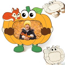 秋季木质南瓜相框手工彩绘DIY 儿童礼物感恩节图片展示架桌面装饰