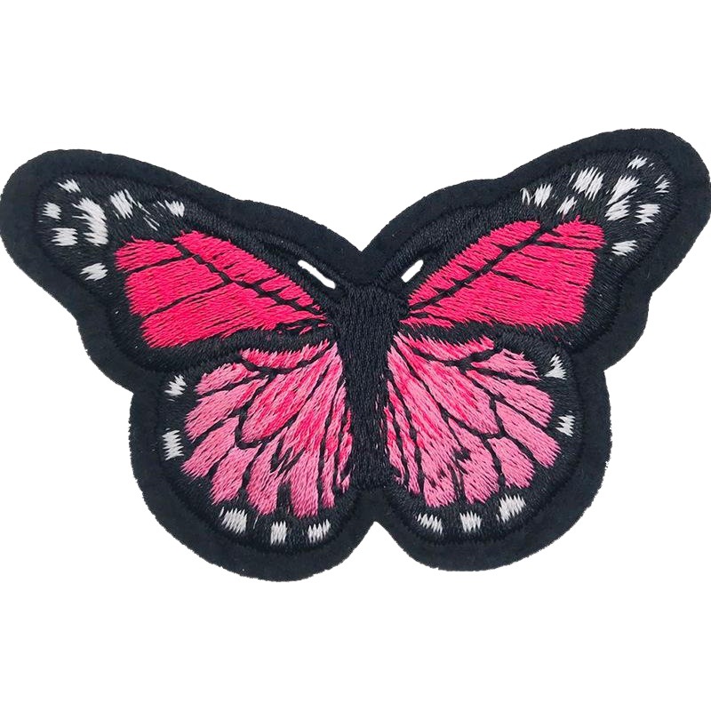 Blanco turno de noche mariposa dibujos animados bordado pegatinas de tela capítulo bordado pegatinas de tela ropa artesanía regalo llavero pegatinas de parche autoadhesivas