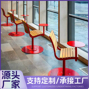 Outdoor Metal Single Chair Internet Celebrity Table and Chair One-Piece Backrest Leisure Chair Restaurant Milk Tea Shop Leisure All-In-One Dining Table and Chairs