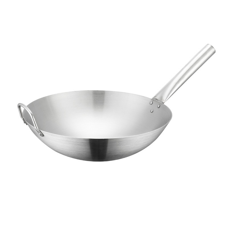 Acero inoxidable sola manija wok hierro frito en caliente sartén grande multiusos frito trípode fondo redondo cocina comercial restaurante cantina WOK