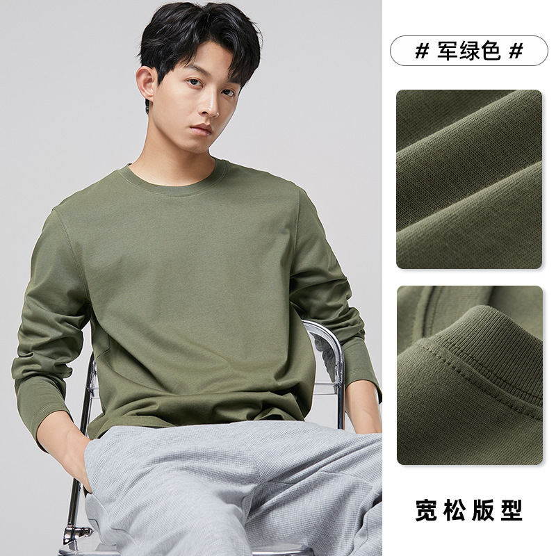 240 グラムアメリカンヘビーウェイトピュアコットン Tシャツメンズ長袖 2025 新作ゆったり春秋ボトムプルオーバー通気性 Tシャツ|undefined