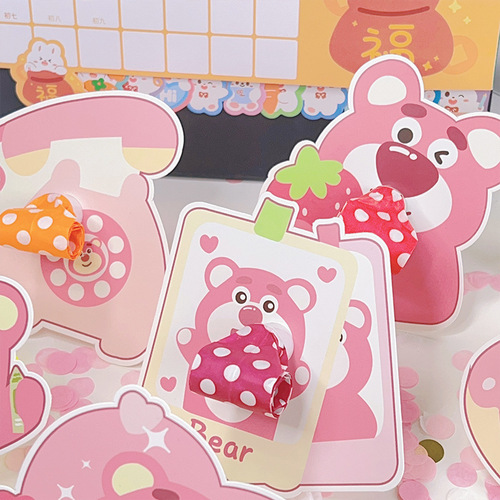 Strawberry bear cartoon dragon whistle children's birthday party atmosphere cheering props trumpet bear blowing roll toy