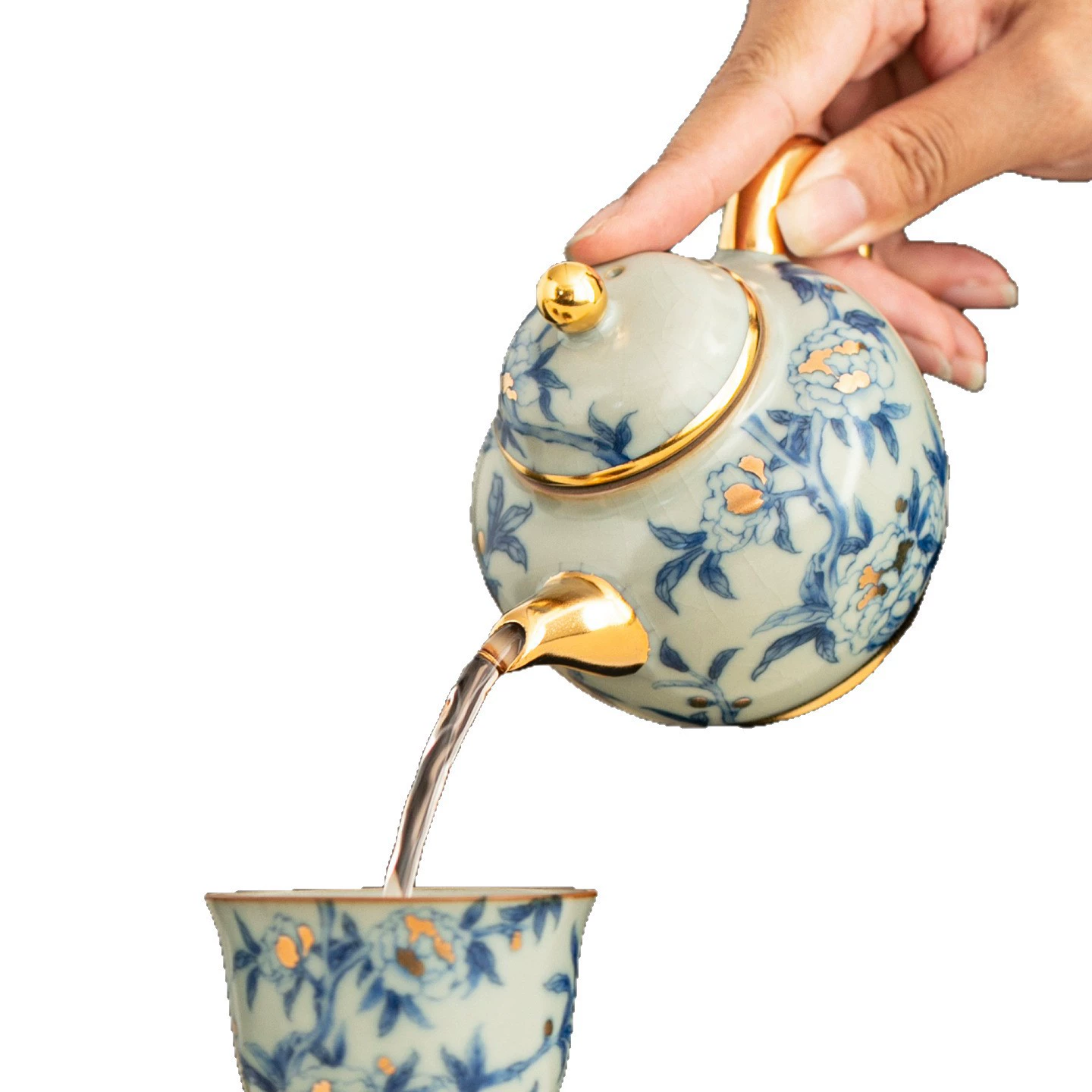 Elite ceramic blue and white tea set, teapot, tea cup in gift box, gift box