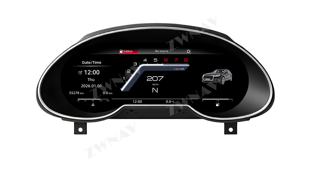 Suitable for 2009-2018 Audi Q5, upgraded full LCD instrument cluster, multifunctional car mileage and speedometer