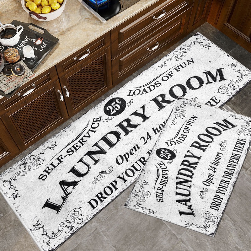 Transfronterizos letras americanas alfombra de terciopelo de cristal fácil de cuidar cocina dos piezas conjuntos de alfombra de suelo resistente al desgaste se puede cortar image 7
