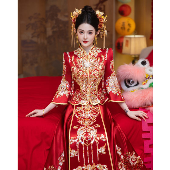 Xiuhe Dress Bride 2025 New Wedding New Chinese Style Dragon and Phoenix Jacket Bride Dress Wedding Dress