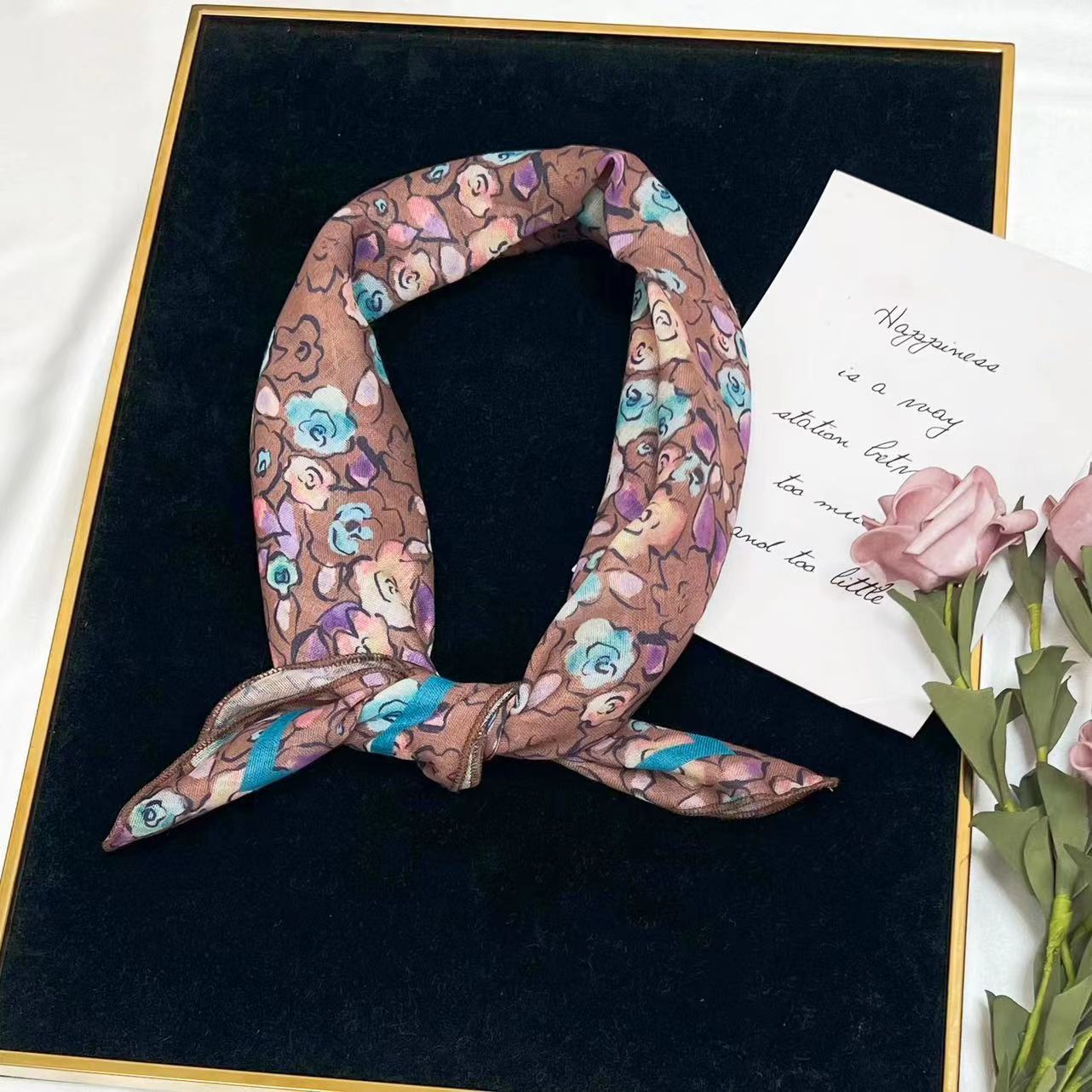 60g Weight Kerchief Classification Daily Occasion cotton and linen Material Flower Pattern Summer Season Women's Gender IG Style Style Women's IG Style Flower Cotton And Linen Kerchief 149