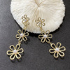 Advanced long retro metal earrings from pearl, European style, high-end, city style, flowered, wholesale