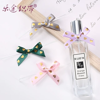 跨境热销扎丝蝴蝶结桃心烫金包糖蝴蝶结爱心卡通封口扎丝蝴蝶结