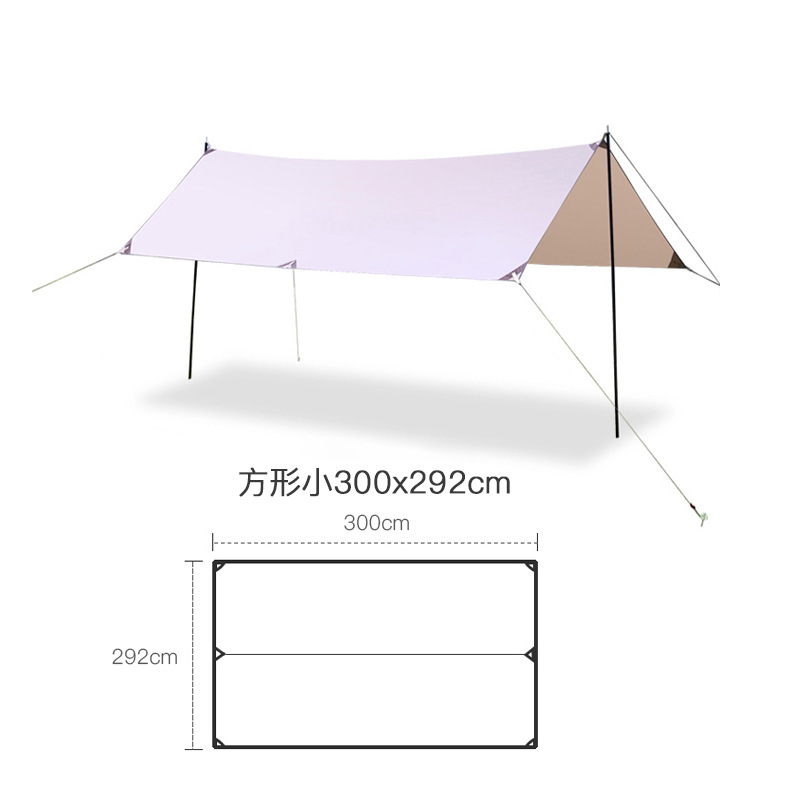 Campamento de campamento de protección solar multifuncional al aire libre a prueba de lluvia súper ligera toldo portátil de tela de Oxford súper grande