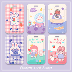 Cute cartoon rabbit girl campus student meal card case subway bus card access card kindergarten pick-up card holder