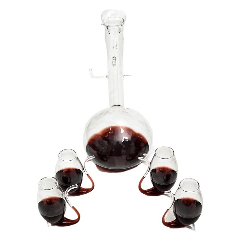 Borosilicato resistente al calor vidrio resistente al frío olla de vino vidrio copa de vino traje creativo decantador espíritus conjunto de cinco piezas