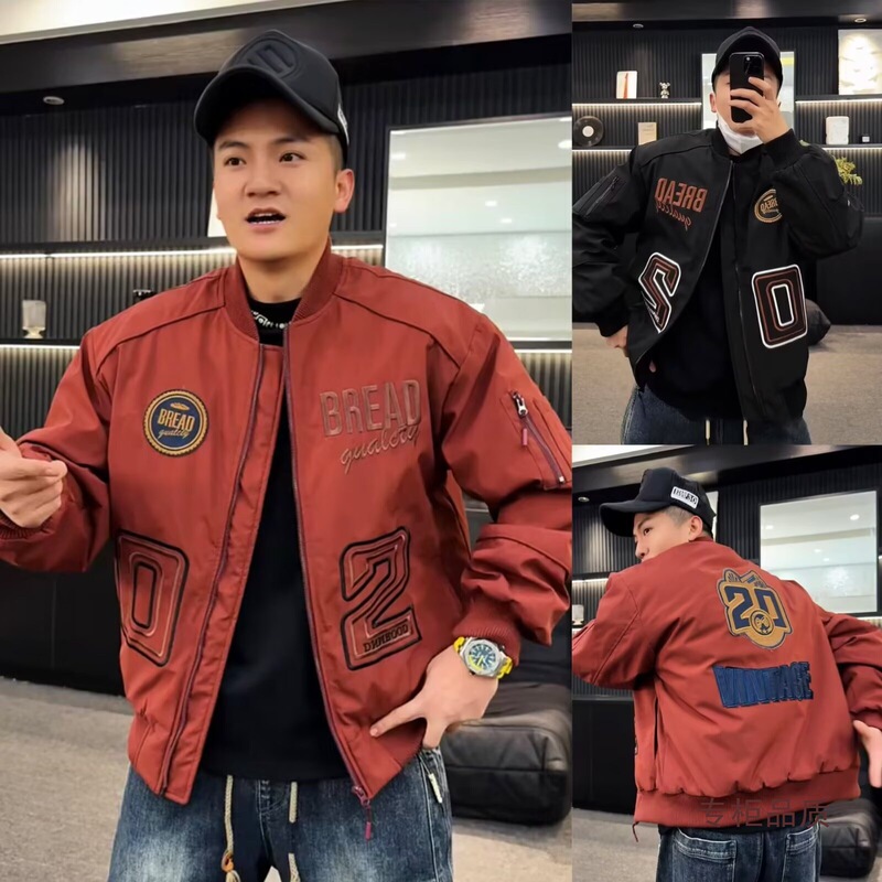 American Workwear Bomber Jacket for Men in Spring and Autum Embroidered Baseball Uniform Trendy Brand Jacket for Men Military Fan Motorcycle Jacket for Men