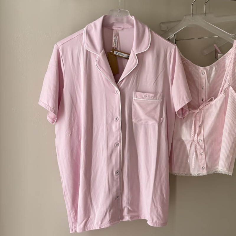 Skims Kardashian Sleep Set Short-Sleeved Shorts Summer Shirt Pajamas Pajamas Home Wear Set
