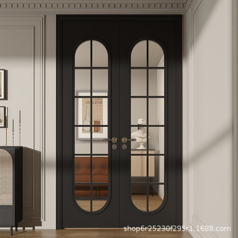 莫梵批发实木复合烤漆门卧室房间书房双开门白色欧法式复古风入户