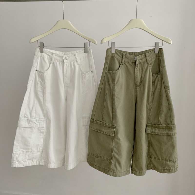 Spring and Summer New American-Style Fashionable High-Waisted Balloon Pants Workwear Denim Wide-Leg A-Line White Cropped Pants for Women G059 Spring and Summer New American-Style Fashionable High-Waisted Balloon Pants Workwear Denim Wide-Leg A-Line White Cropped Pants for Women G059