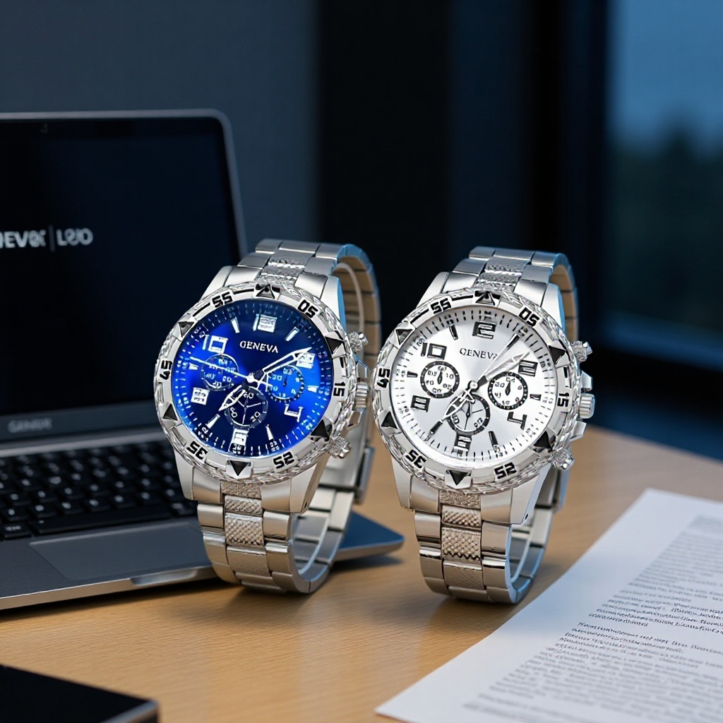 Manufacturer's Best-Selling Men's Watch, Casual and High-End, Large Dial Alloy Three-Eye Watch, Men's Business Quartz Watch