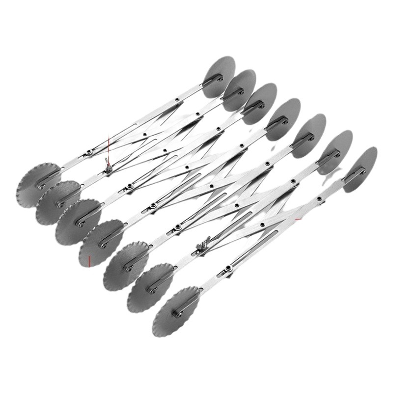 in stock stainless steel pizza cutter retractable multi-wheel fritters knife roller cutting knife multi-functional fritters