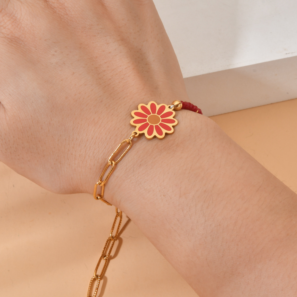 Daily, Date, Tea Party Occasion Bohemian Flower Stainless Steel Bracelets