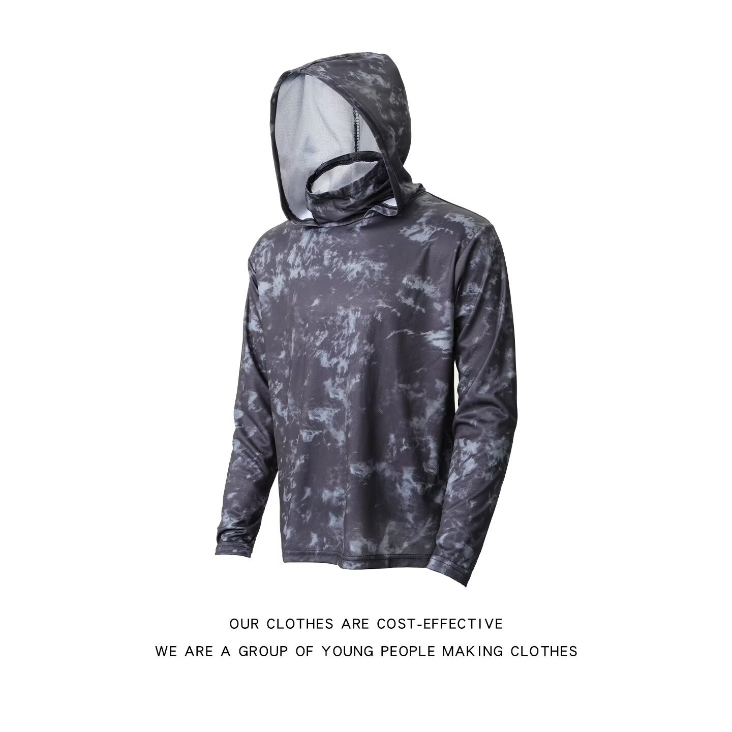 New trendy 2026 men's sun protection fishing jacket, long-sleeved camouflage quick-drying top, breathable hooded fishing jacket
