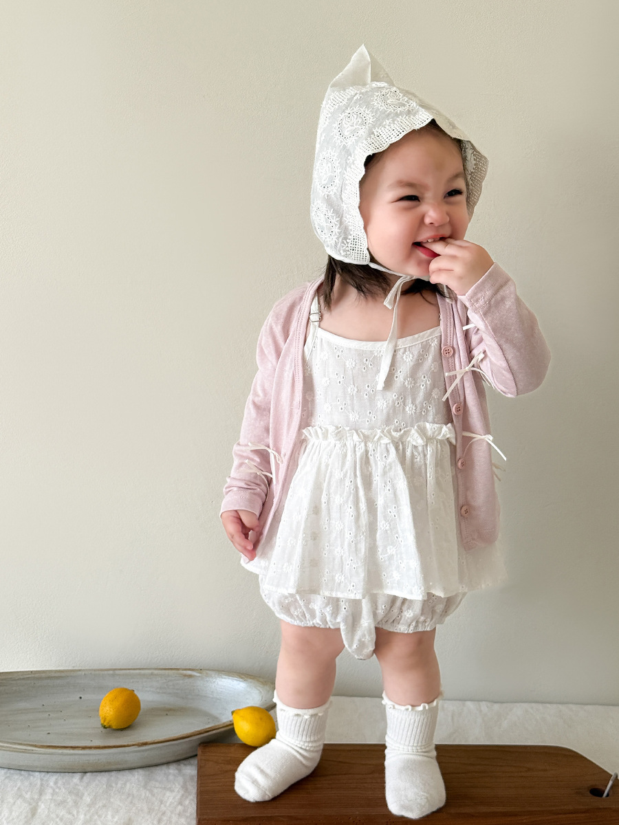 Ropa para niños de caña de pera Chaqueta de protección solar para niños Estilo fino de verano Ropa de Lesser para niñas Cardigan para bebés y sombreado para bebés image 4