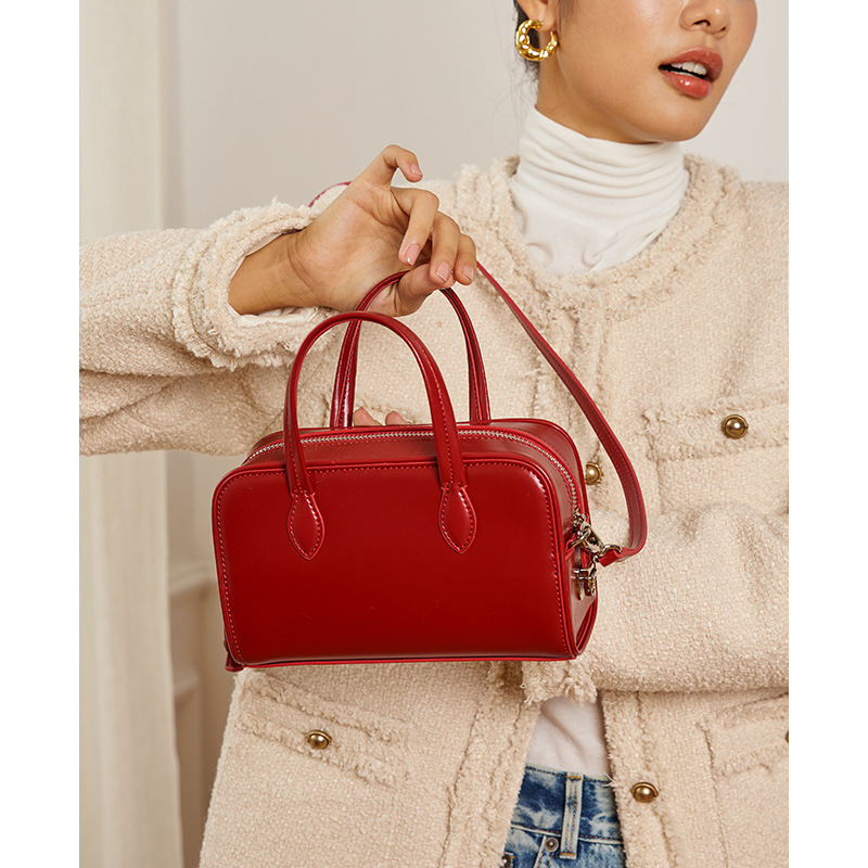 Pillow Bag Women's Crossbody Bag Genuine Leather Boston Bag 2026 New Arrival Niche Luxury Commuter Handbag - Thumbnail 7