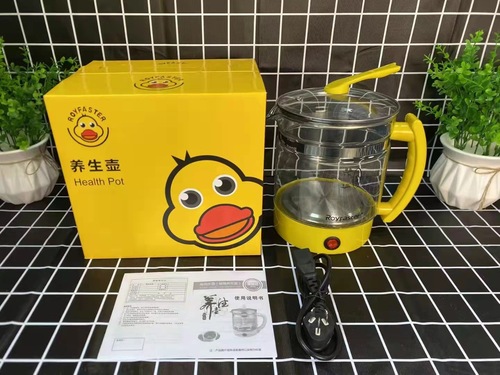 Little yellow duck integrated pot 1.8L glass health pot anti-scalding handle touch-type multi-functional flower tea pot split pot