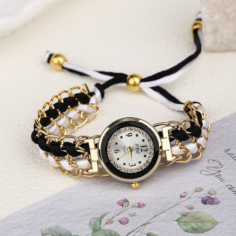 Cross-border new casual fashion diamond ladies watch Korean female students woven drawstring bracelet watch wholesale