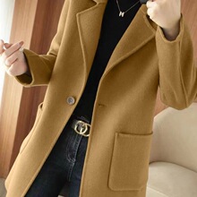 时尚双面绒大衣外套女宽松女装春羊毛呢子妈妈上衣中长款新风衣短