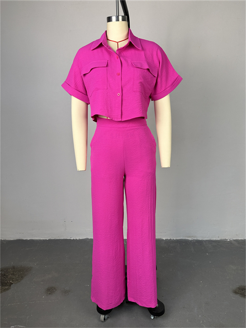 Holiday Daily Women's Casual Solid Color Polyester Button Pant Co-ord Set Pants Sets display picture 6