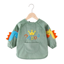 儿童罩衣婴儿吃饭衣全包防脏污围兜秋冬款长袖宝宝反穿衣一件代发