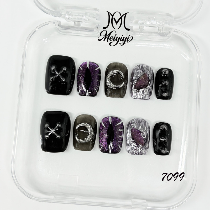 7099【Mei Yi Yi】Purely Handmade Niche Design High-End Devil Cat Eye Short Style Wearable Nail Art Stickers 7099【Mei Yi Yi】Purely Handmade Niche Design High-End Devil Cat Eye Short Style Wearable Nail Art Stickers