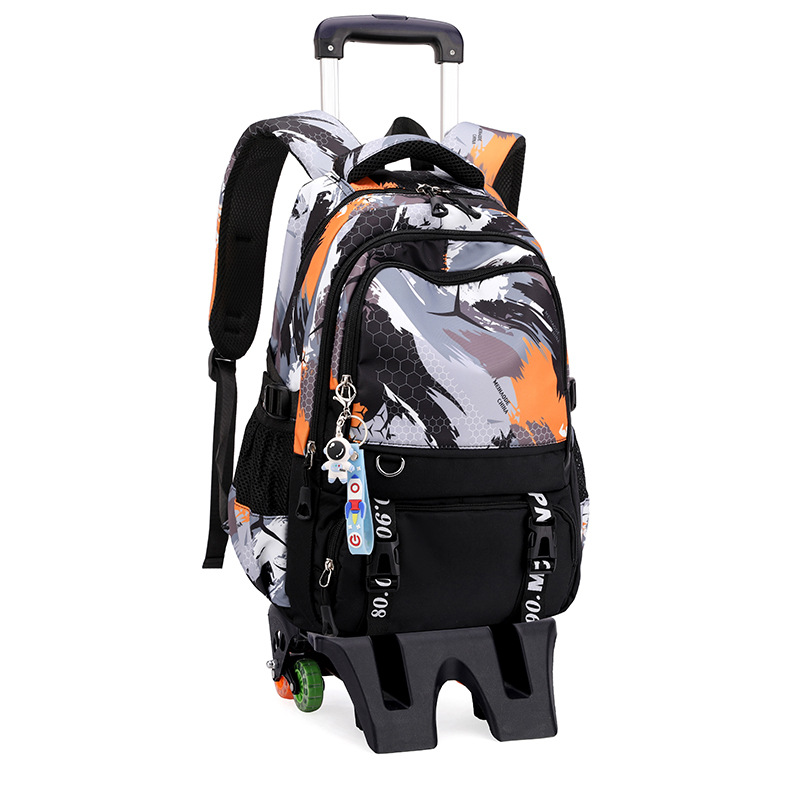 Mochila de tracción de peces naturales para estudiantes de escuela primaria niños 3 - 6 con ruedas mochila para estudiantes de secundaria secundaria puede llevar mochila de escaleras 5