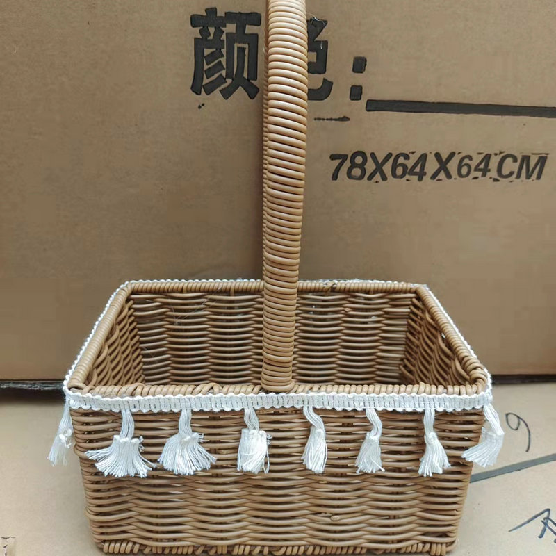 Cesta de Flores Tejida a Mano de Hierba Natural, Decorativa, para Arreglos Florales y Fiestas