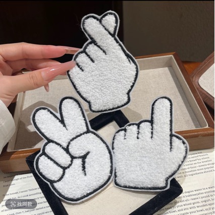 Funny Gesture Hair Fringe Stickers, Soft and Cute, Versatile Peace Sign Hair Clips for Girls, Seamless Hair Fringe Magic Stickers, Organizing Tool